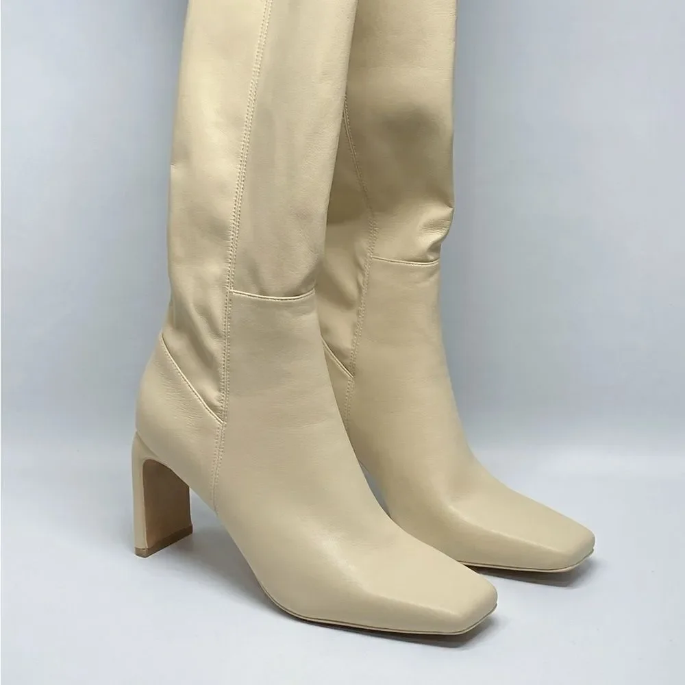 JONATHAN SIMKHAI  Everleigh Vegan Leather Thigh-High Boots size 39